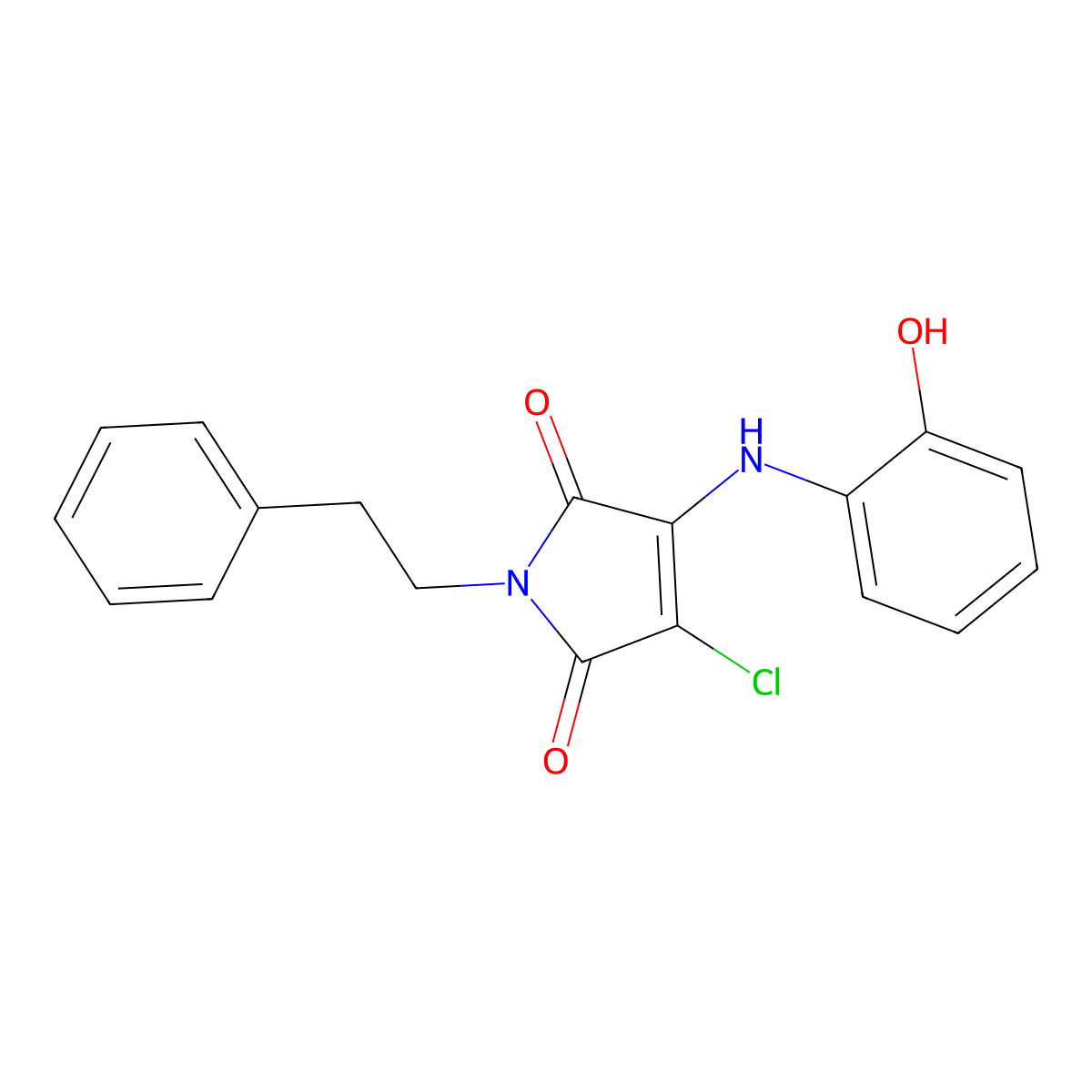 3-chloro-4-[(2-hydroxyphenyl)amino]-1-(2-phenylethyl)-1H-pyrrole-2,5-dione molecular structure, CAS 459419-50-2