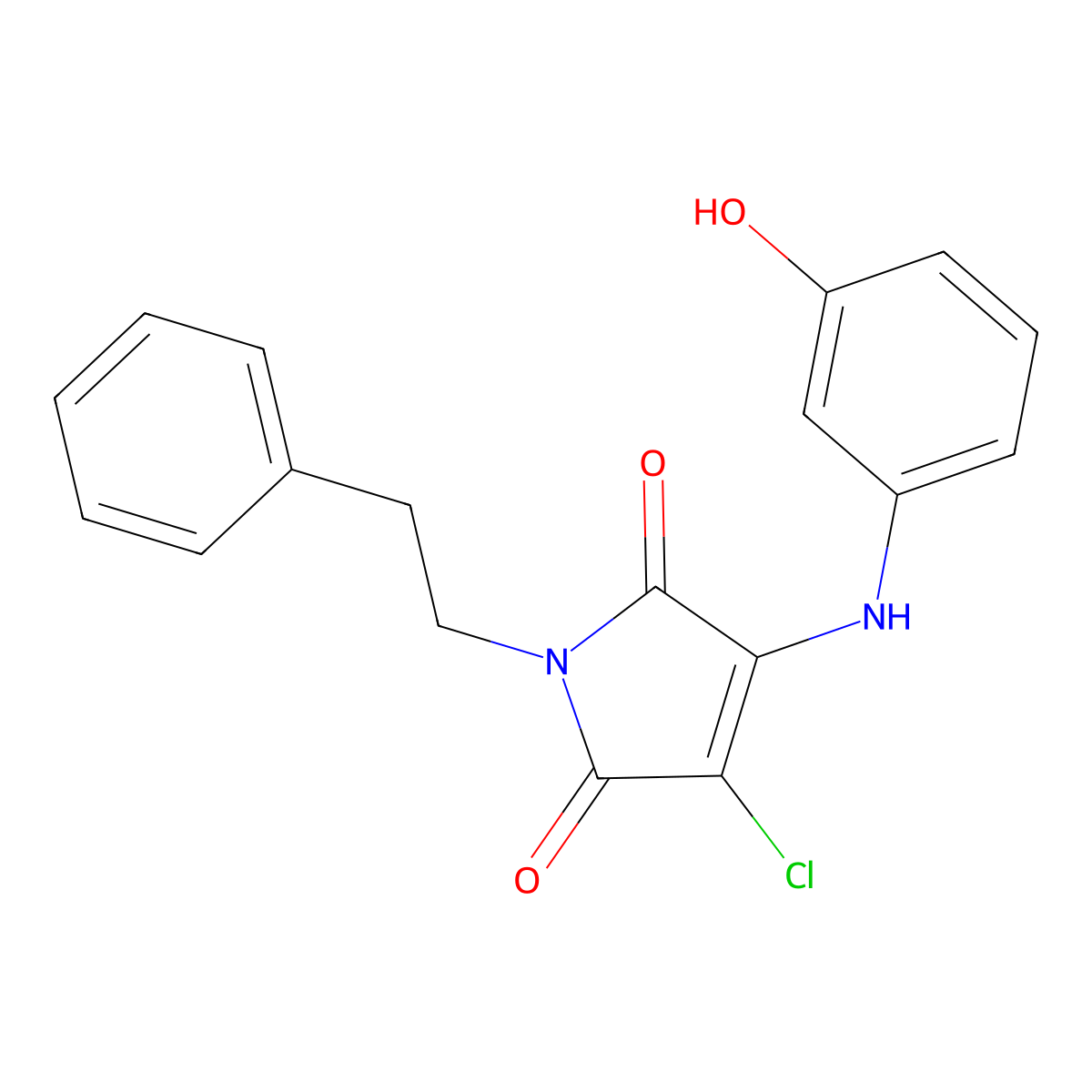 3-chloro-4-[(3-hydroxyphenyl)amino]-1-(2-phenylethyl)-1H-pyrrole-2,5-dione molecular structure, CAS 459419-53-5