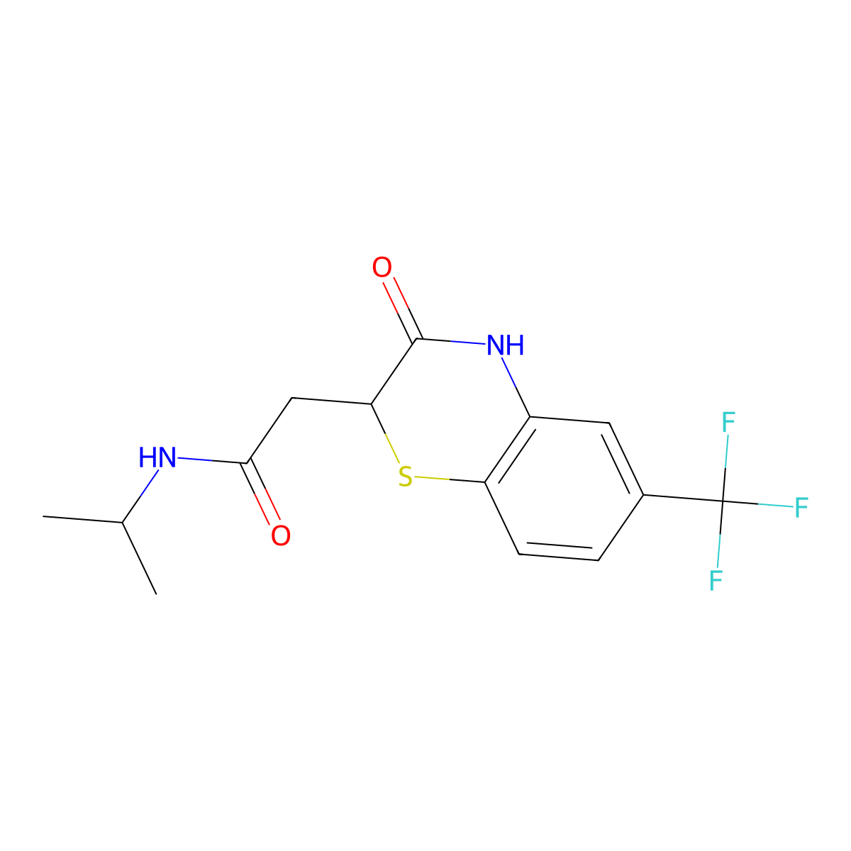 2-[3-oxo-6-(trifluoromethyl)-3,4-dihydro-2H-1,4-benzothiazin-2-yl]-N-(propan-2-yl)acetamide molecular structure, CAS 459421-15-9
