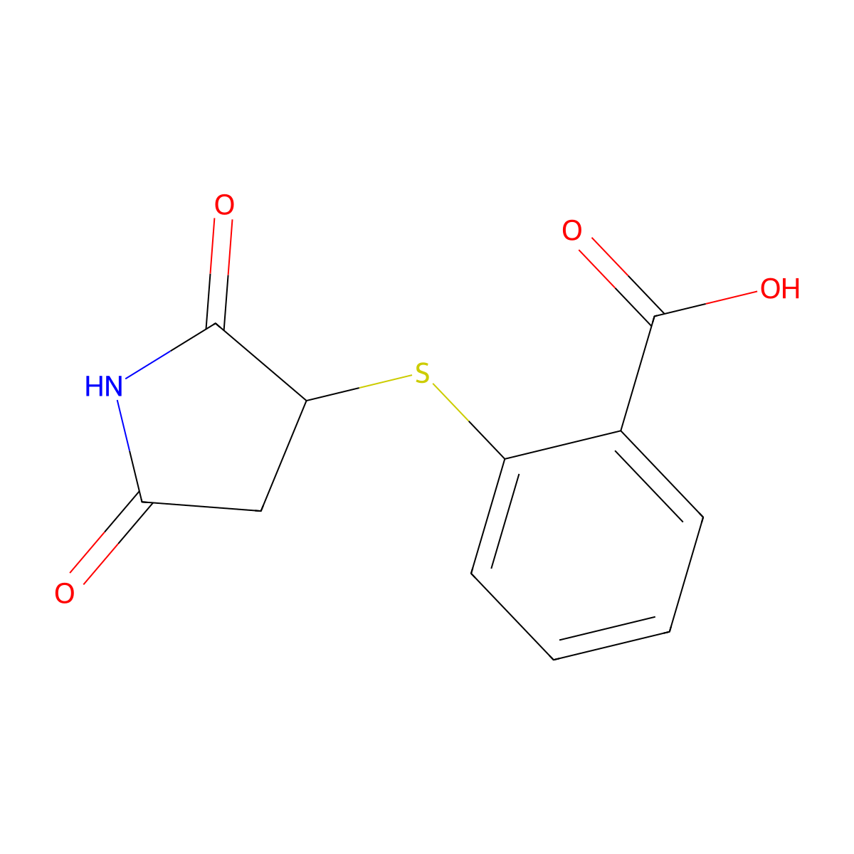 2-[(2,5-Dioxopyrrolidin-3-YL)thio]benzoic acid molecular structure, CAS 459421-21-7