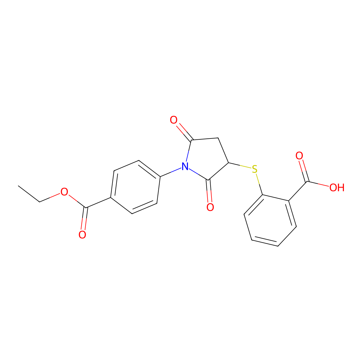2-({1-[4-(Ethoxycarbonyl)phenyl]-2,5-dioxopyrrolidin-3-yl}sulfanyl)benzoic acid molecular structure, CAS 459421-29-5