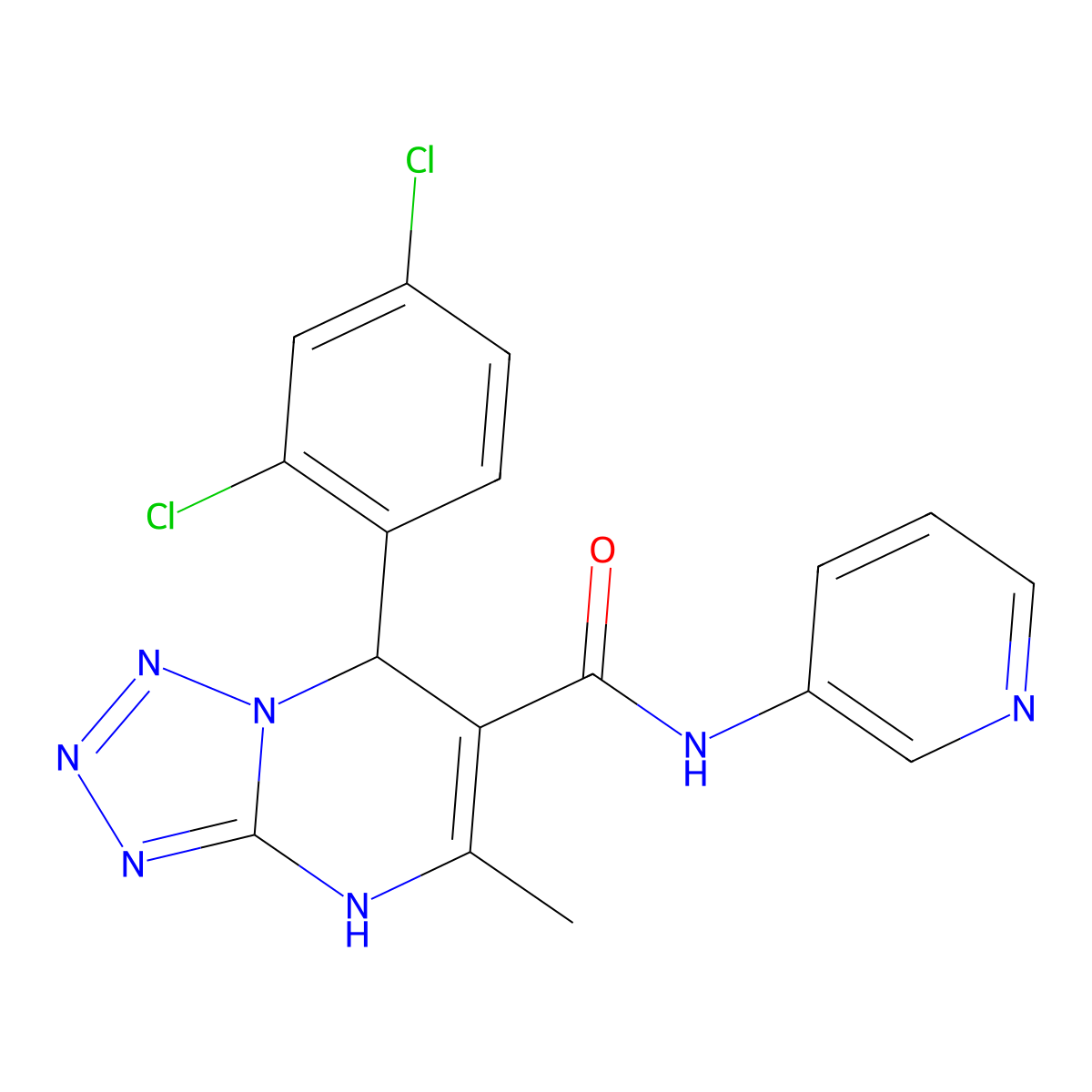 7-(2,4-dichlorophenyl)-5-methyl-N-(pyridin-3-yl)-4,7-dihydrotetrazolo[1,5-a]pyrimidine-6-carboxamide molecular structure, CAS 459421-80-8