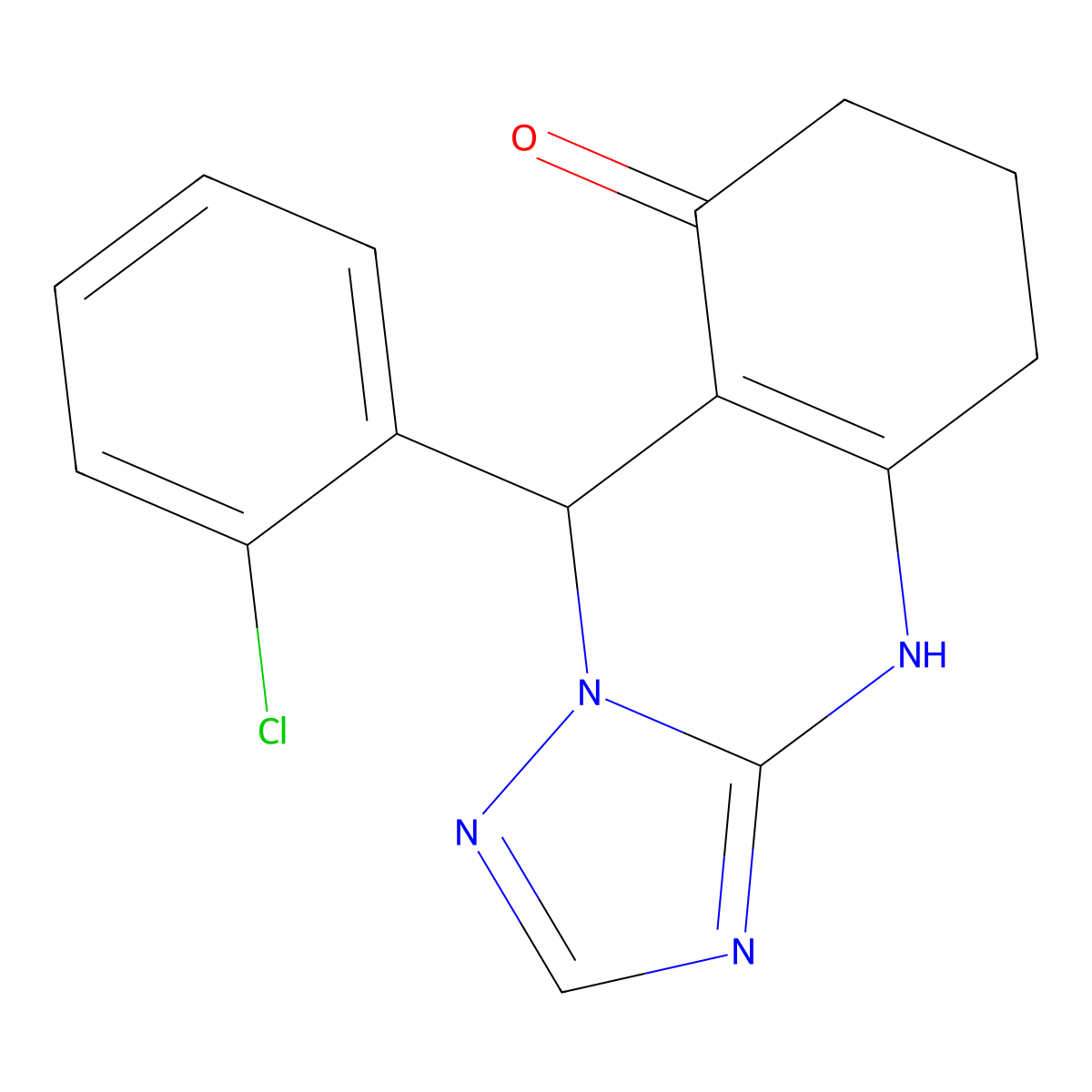 9-(2-chlorophenyl)-5,6,7,9-tetrahydro[1,2,4]triazolo[5,1-b]quinazolin-8(4H)-one molecular structure, CAS 459421-94-4