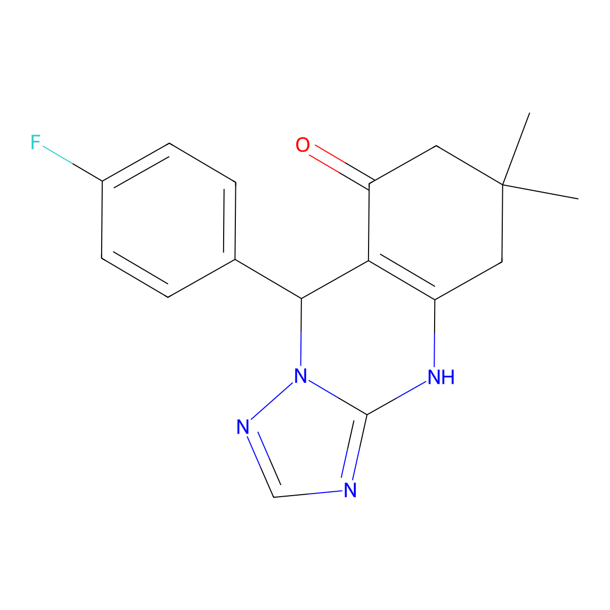 9-(4-fluorophenyl)-6,6-dimethyl-5,6,7,9-tetrahydro[1,2,4]triazolo[5,1-b]quinazolin-8(4H)-one molecular structure, CAS 459422-03-8