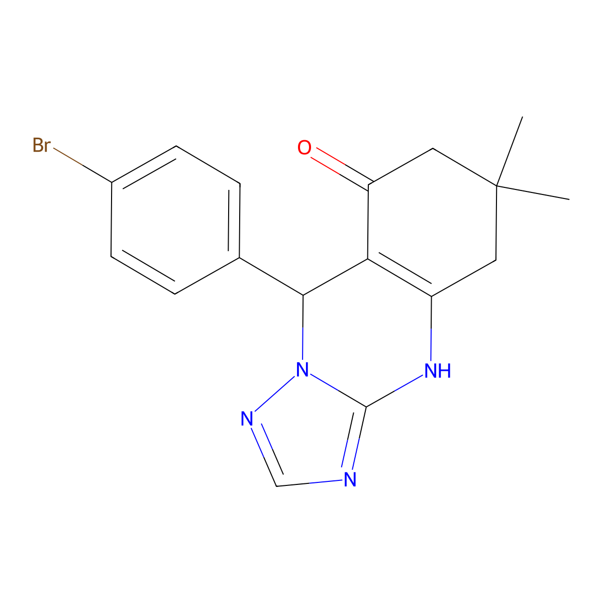 9-(4-bromophenyl)-6,6-dimethyl-5,6,7,9-tetrahydro[1,2,4]triazolo[5,1-b]quinazolin-8(4H)-one molecular structure, CAS 459422-07-2