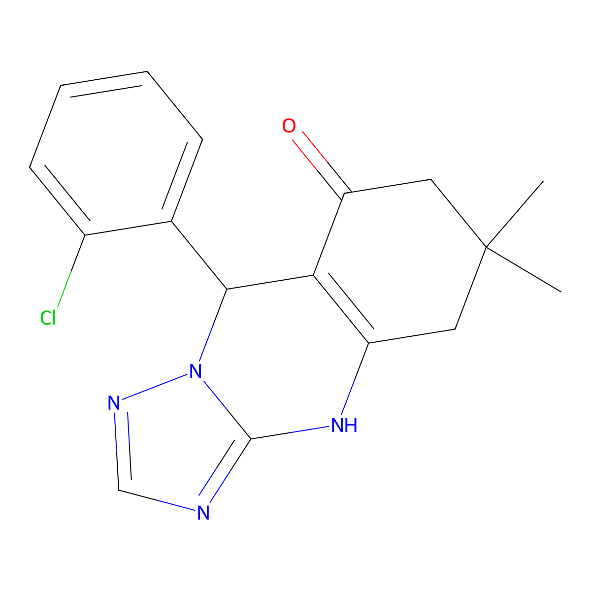 9-(2-chlorophenyl)-6,6-dimethyl-5,6,7,9-tetrahydro-[1,2,4]triazolo[5,1-b]quinazolin-8(4H)-one molecular structure, CAS 459422-09-4