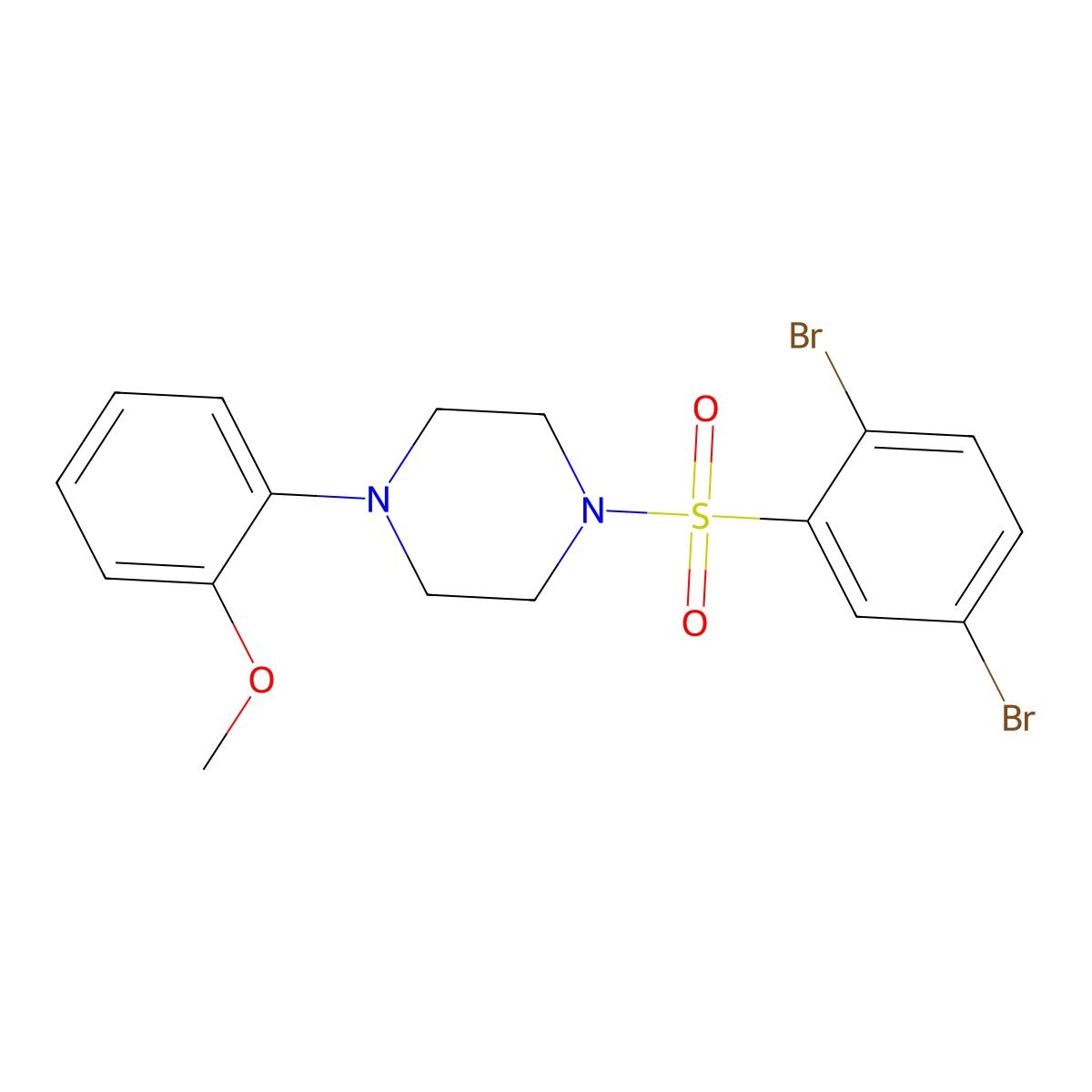 1-(2,5-Dibromobenzenesulfonyl)-4-(2-methoxyphenyl)piperazine molecular structure, CAS 459422-31-2