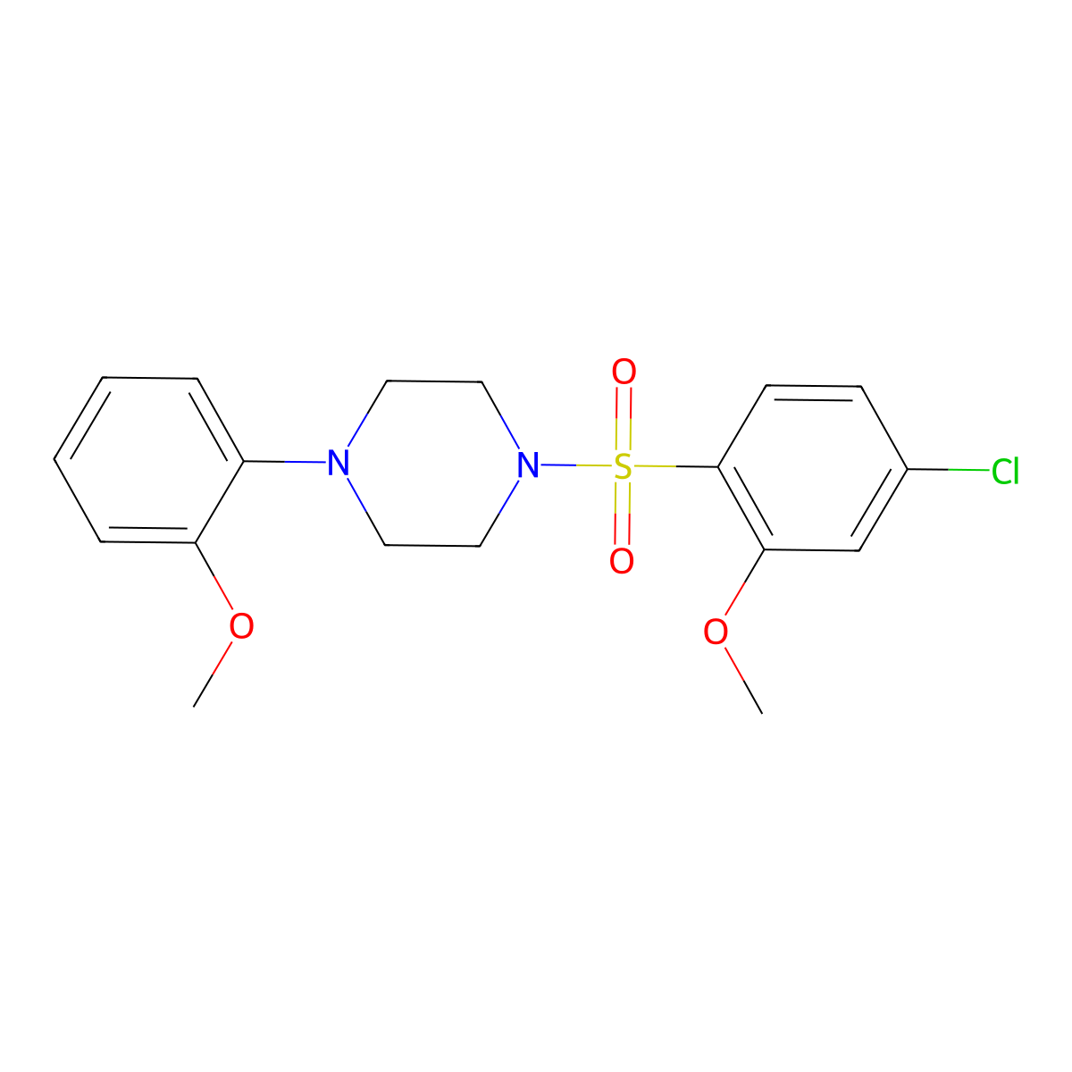 1-(4-Chloro-2-methoxyphenyl)sulfonyl-4-(2-methoxyphenyl)piperazine molecular structure, CAS 459422-33-4