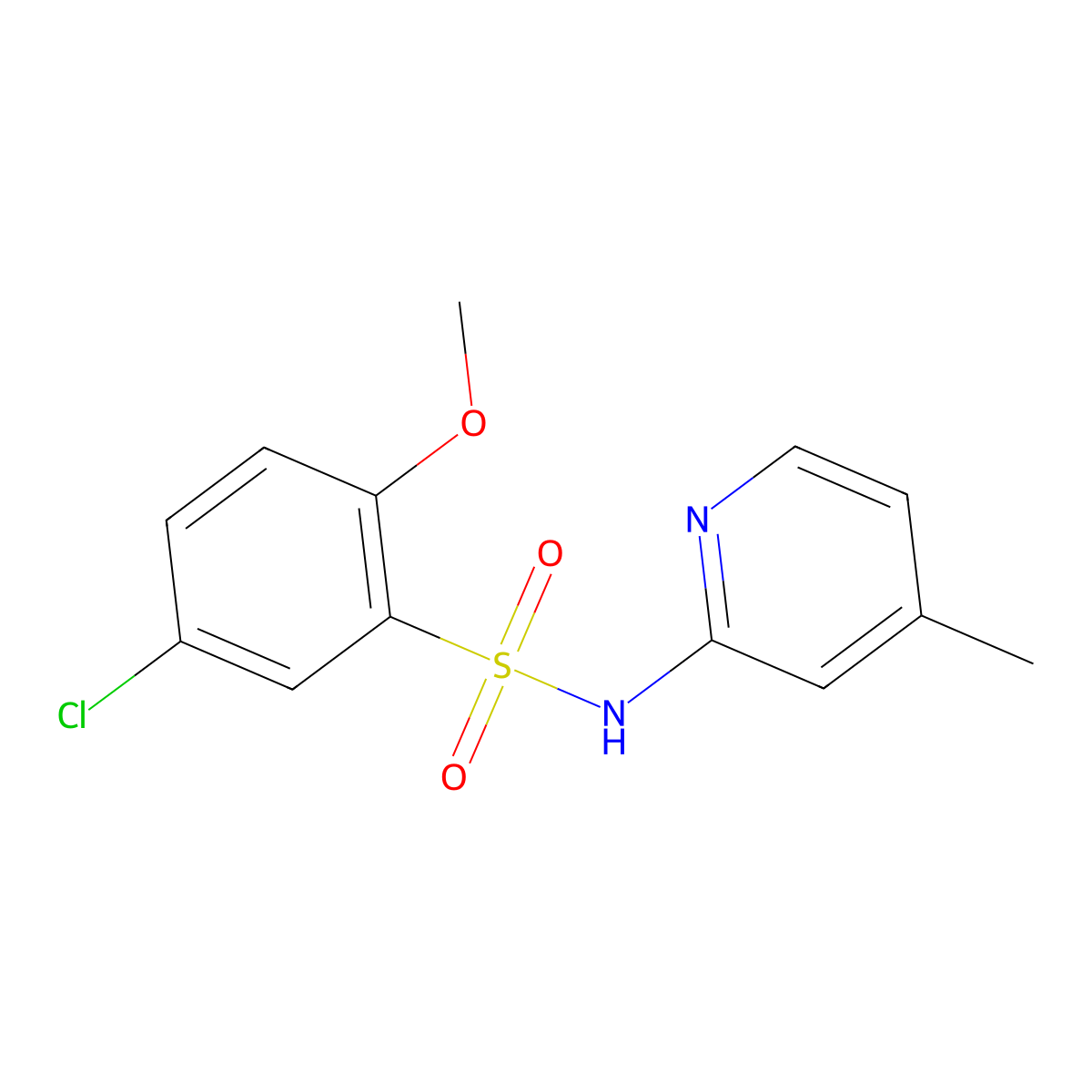 5-chloro-2-methoxy-N-(4-methylpyridin-2-yl)benzene-1-sulfonamide molecular structure, CAS 459422-34-5