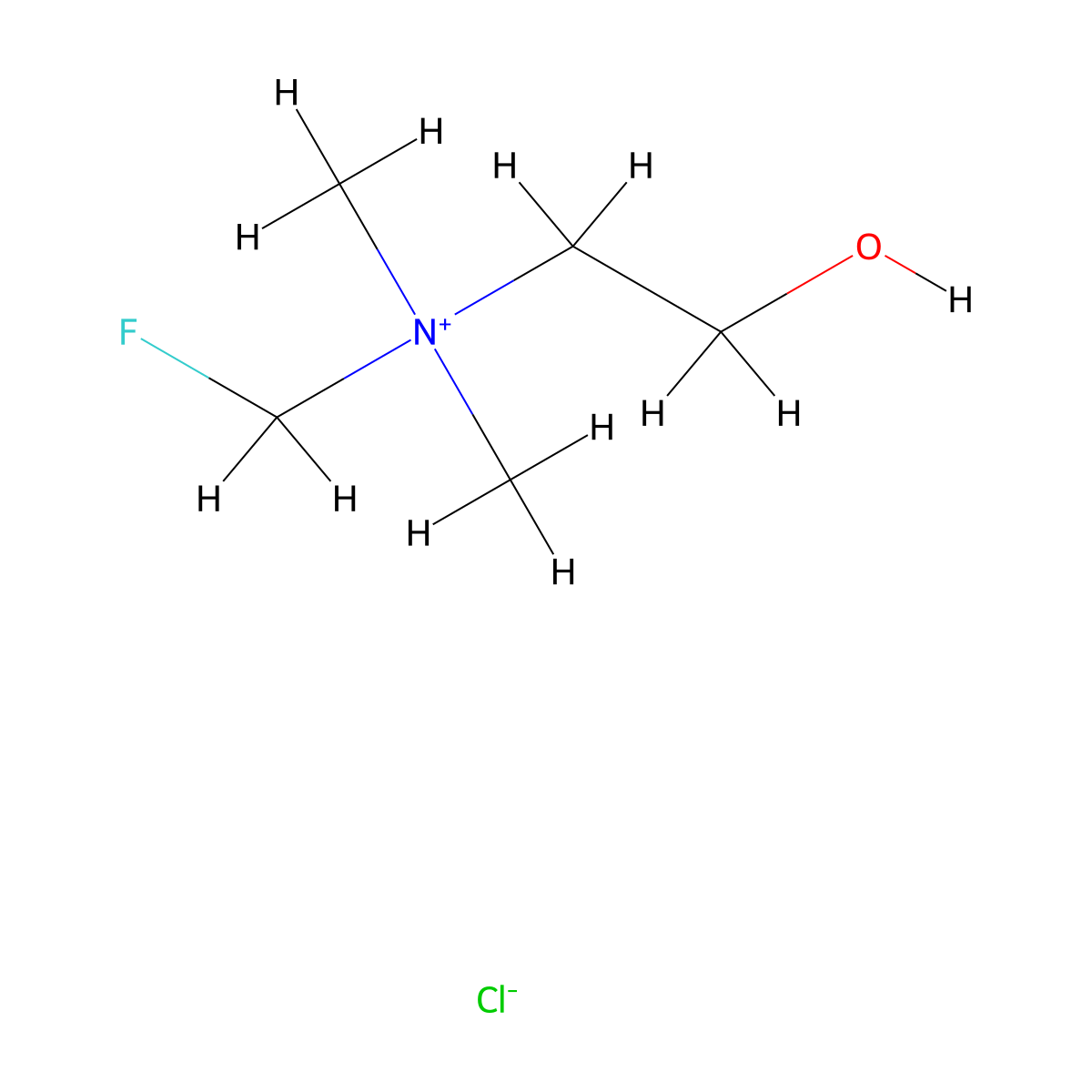 Fluorocholine chloride molecular structure, CAS 459424-38-5