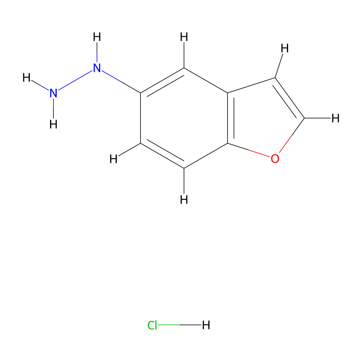 (1-Benzofuran-5-yl)hydrazinehydrochloride molecular structure, CAS 459434-36-7