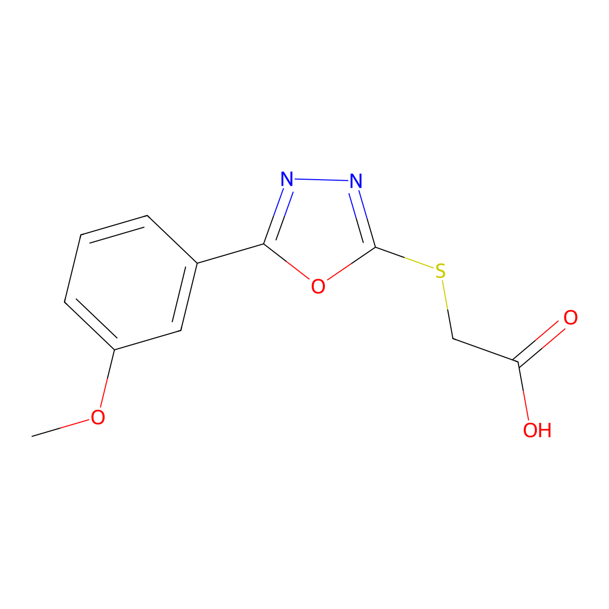 {[5-(3-Methoxyphenyl)-1,3,4-oxadiazol-2-yl]sulfanyl}acetic acid molecular structure, CAS 459435-70-2