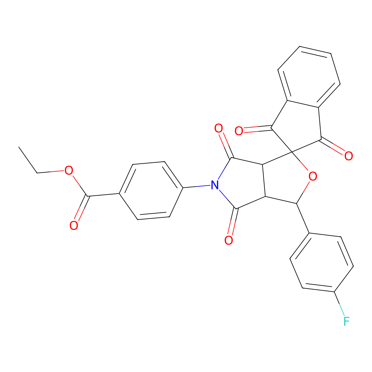 ethyl 4-[1-(4-fluorophenyl)-1',3',4,6-tetraoxospiro[3a,6a-dihydro-1H-furo[3,4-c]pyrrole-3,2'-indene]-5-yl]benzoate molecular structure, CAS 459438-39-2