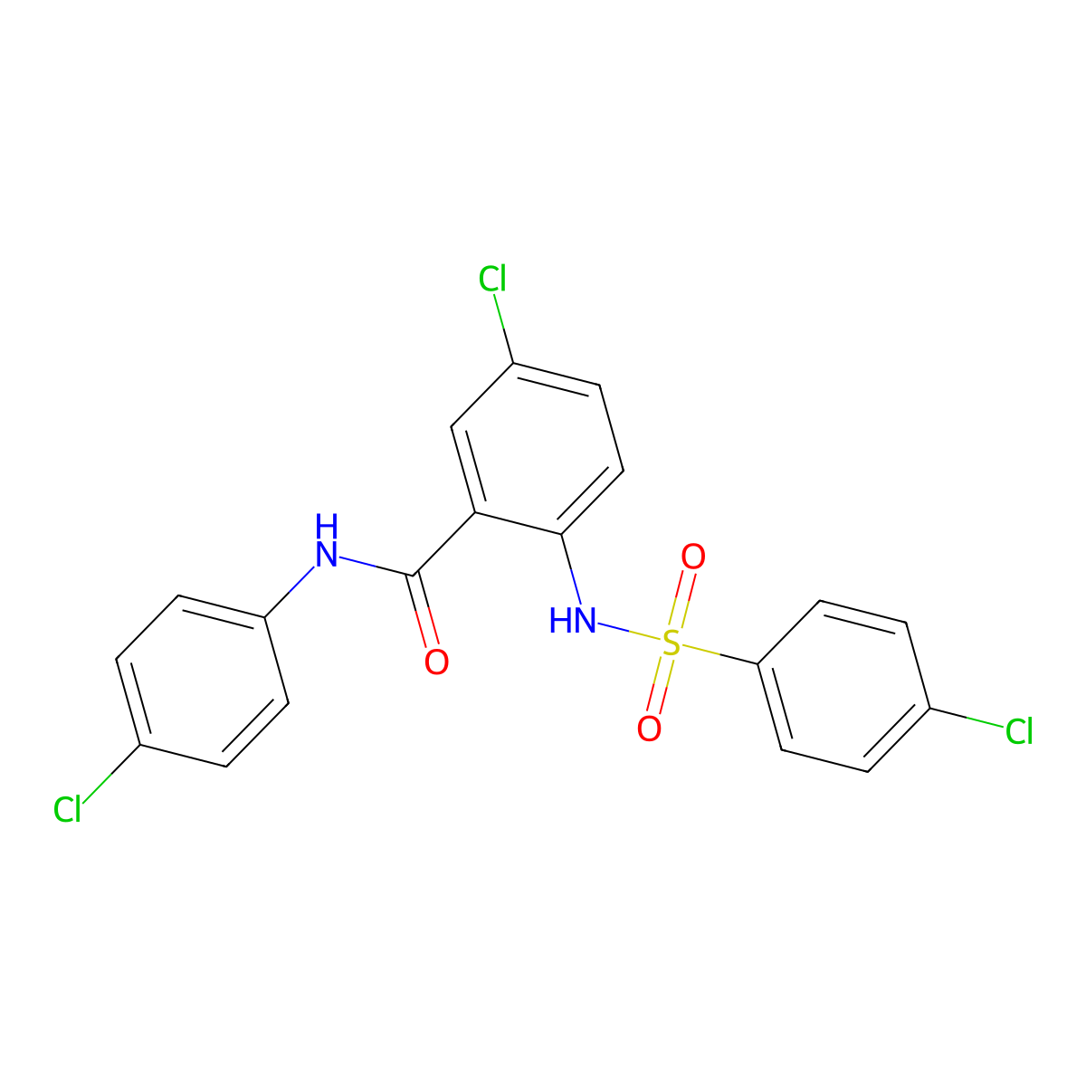 5-chloro-N-(4-chlorophenyl)-2-{[(4-chlorophenyl)sulfonyl]amino}benzamide molecular structure, CAS 4595-83-9
