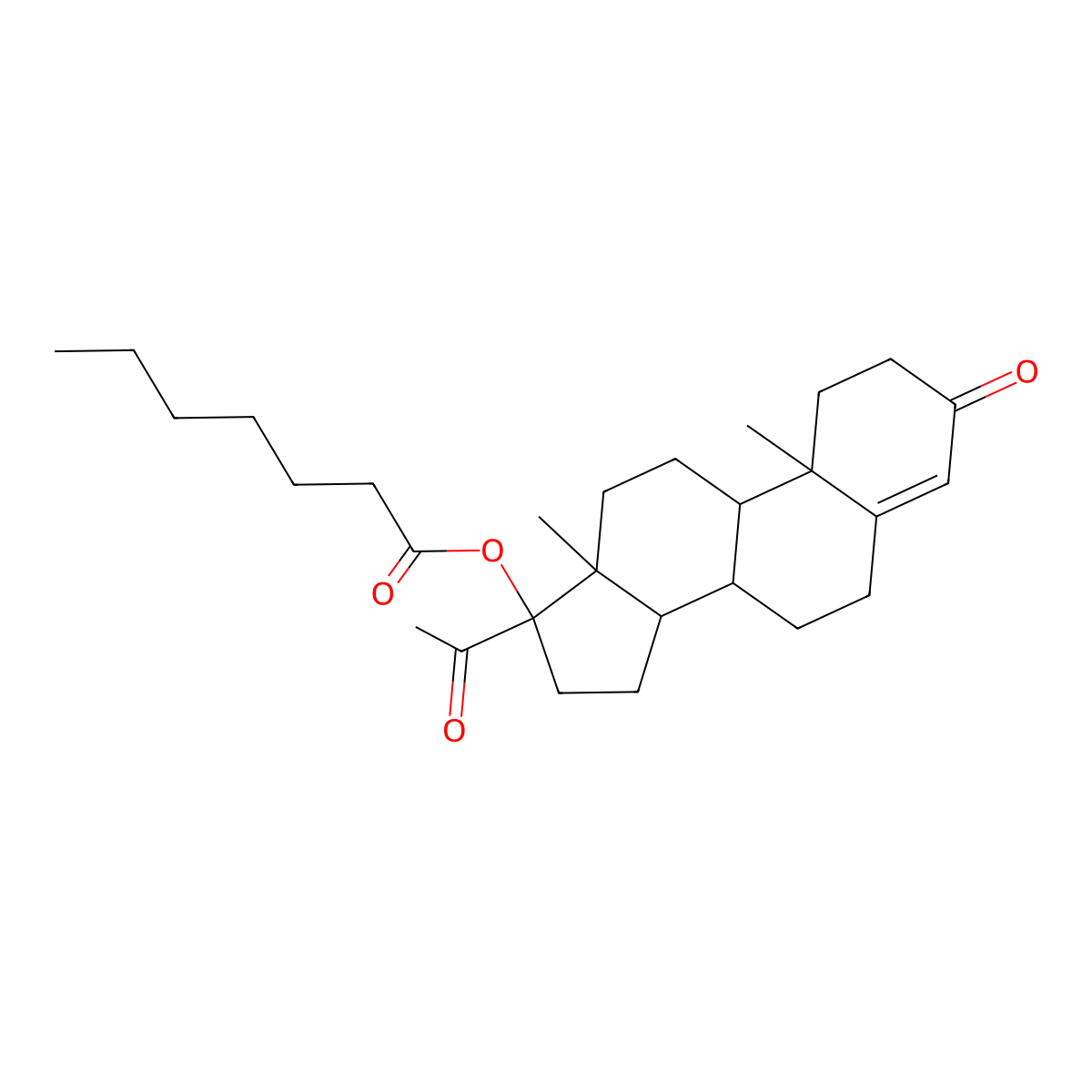 17-((1-Oxoheptyl)oxy)pregn-4-ene-3,20-dione molecular structure, CAS 4596-16-1