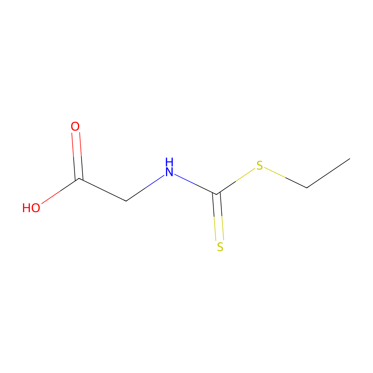 Glycine, N-[(ethylthio)thioxomethyl]- molecular structure, CAS 4596-56-9
