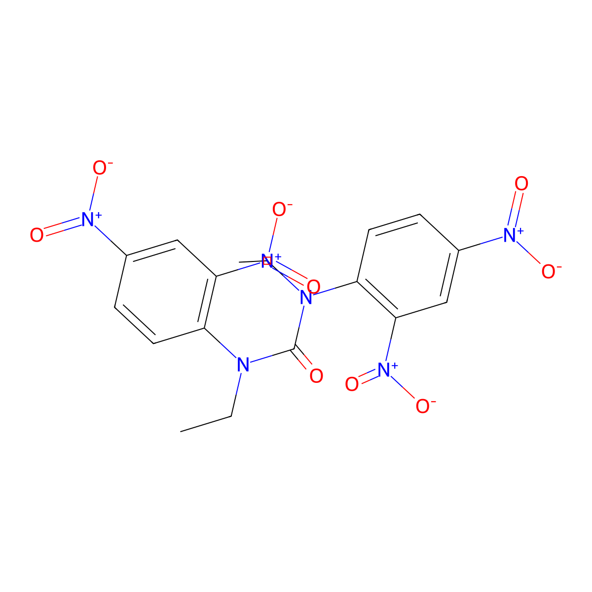 1,3-Bis(2,4-dinitrophenyl)-1,3-diethylurea molecular structure, CAS 4596-98-9