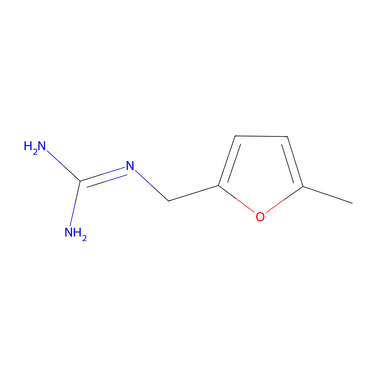 N-[(5-Methyl-2-furyl)methyl]guanidine molecular structure, CAS 45967-48-4