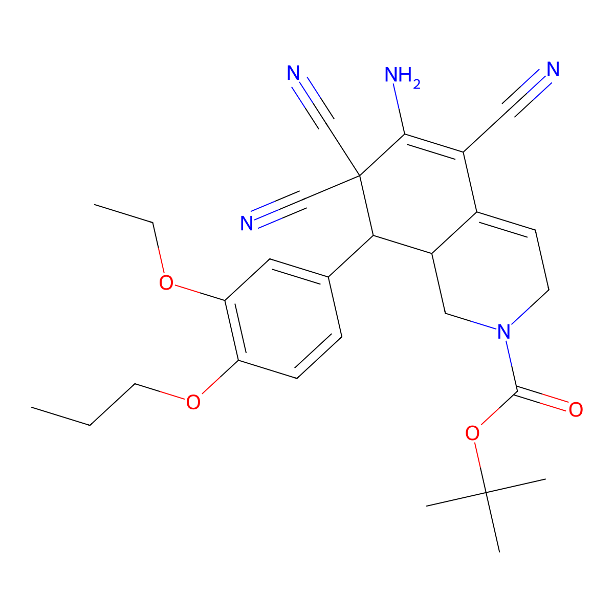 tert-butyl 6-amino-5,7,7-tricyano-8-(3-ethoxy-4-propoxyphenyl)-3,7,8,8a-tetrahydro-2(1H)-isoquinolinecarboxylate molecular structure, CAS 459783-73-4