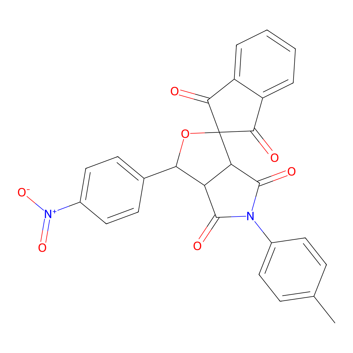 5-(4-methylphenyl)-1-(4-nitrophenyl)spiro[3a,6a-dihydro-1H-furo[3,4-c]pyrrole-3,2'-indene]-1',3',4,6-tetrone molecular structure, CAS 459784-04-4