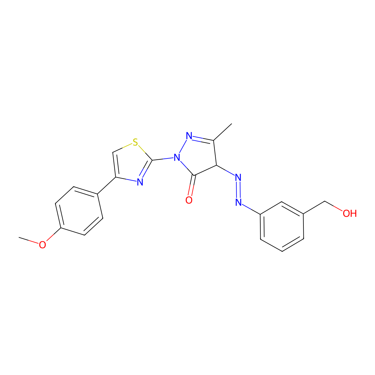 4-[[3-(hydroxymethyl)phenyl]diazenyl]-2-[4-(4-methoxyphenyl)-1,3-thiazol-2-yl]-5-methyl-4H-pyrazol-3-one molecular structure, CAS 459790-26-2