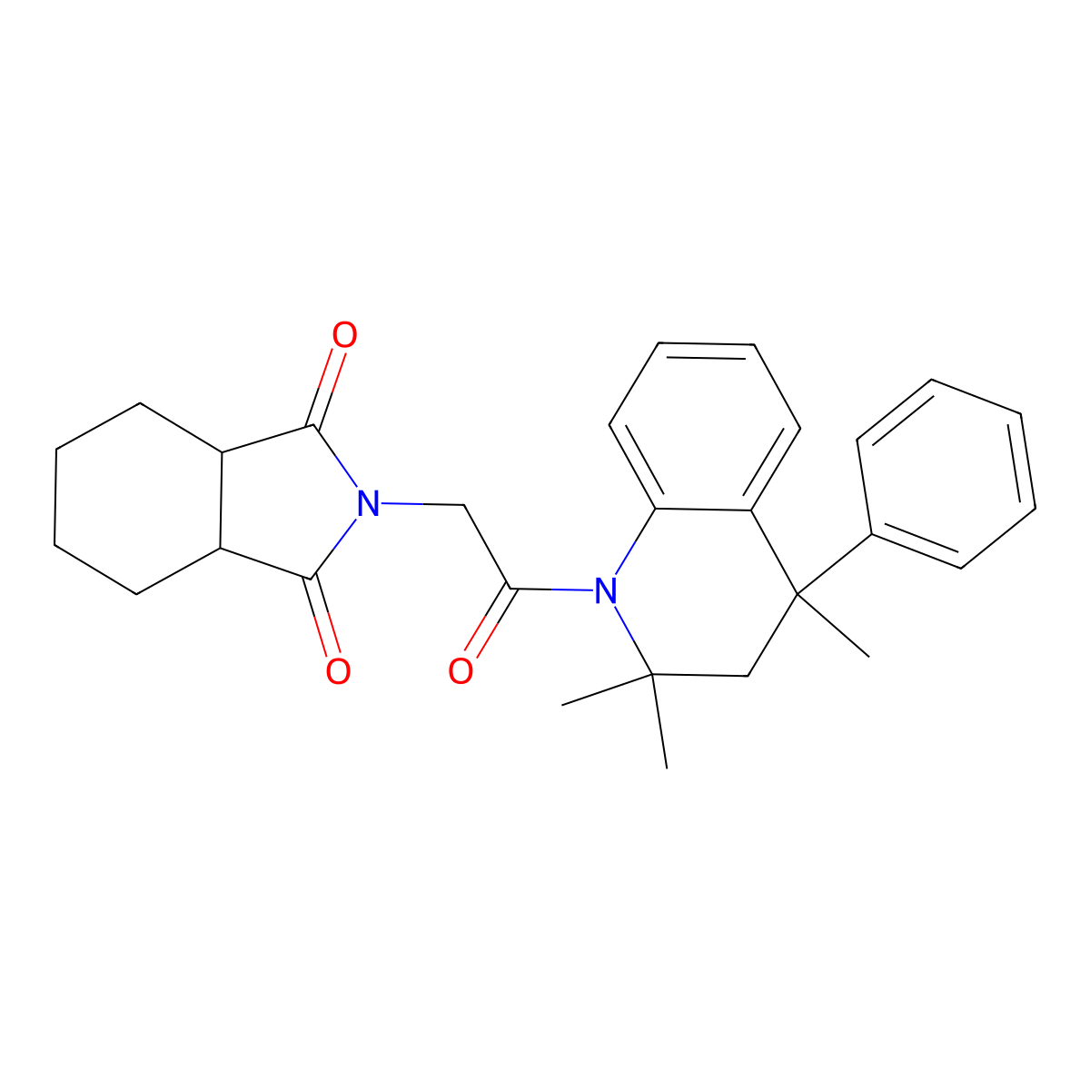 2-[2-oxo-2-(2,2,4-trimethyl-4-phenyl-3H-quinolin-1-yl)ethyl]-3a,4,5,6,7,7a-hexahydroisoindole-1,3-dione molecular structure, CAS 459791-42-5