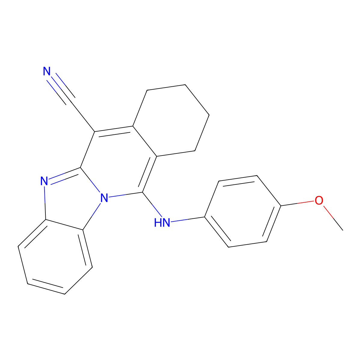11-[(4-Methoxyphenyl)amino]-7,8,9,10-tetrahydrobenzimidazo[1,2-b]isoquinoline-6-carbonitrile molecular structure, CAS 459791-99-2