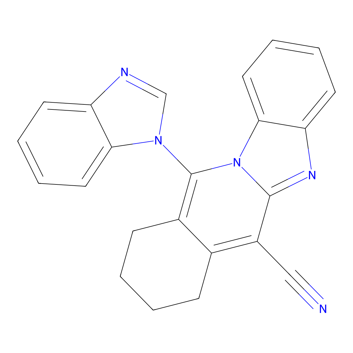 11-(1H-benzimidazol-1-yl)-7,8,9,10-tetrahydrobenzimidazo[1,2-b]isoquinoline-6-carbonitrile molecular structure, CAS 459792-03-1