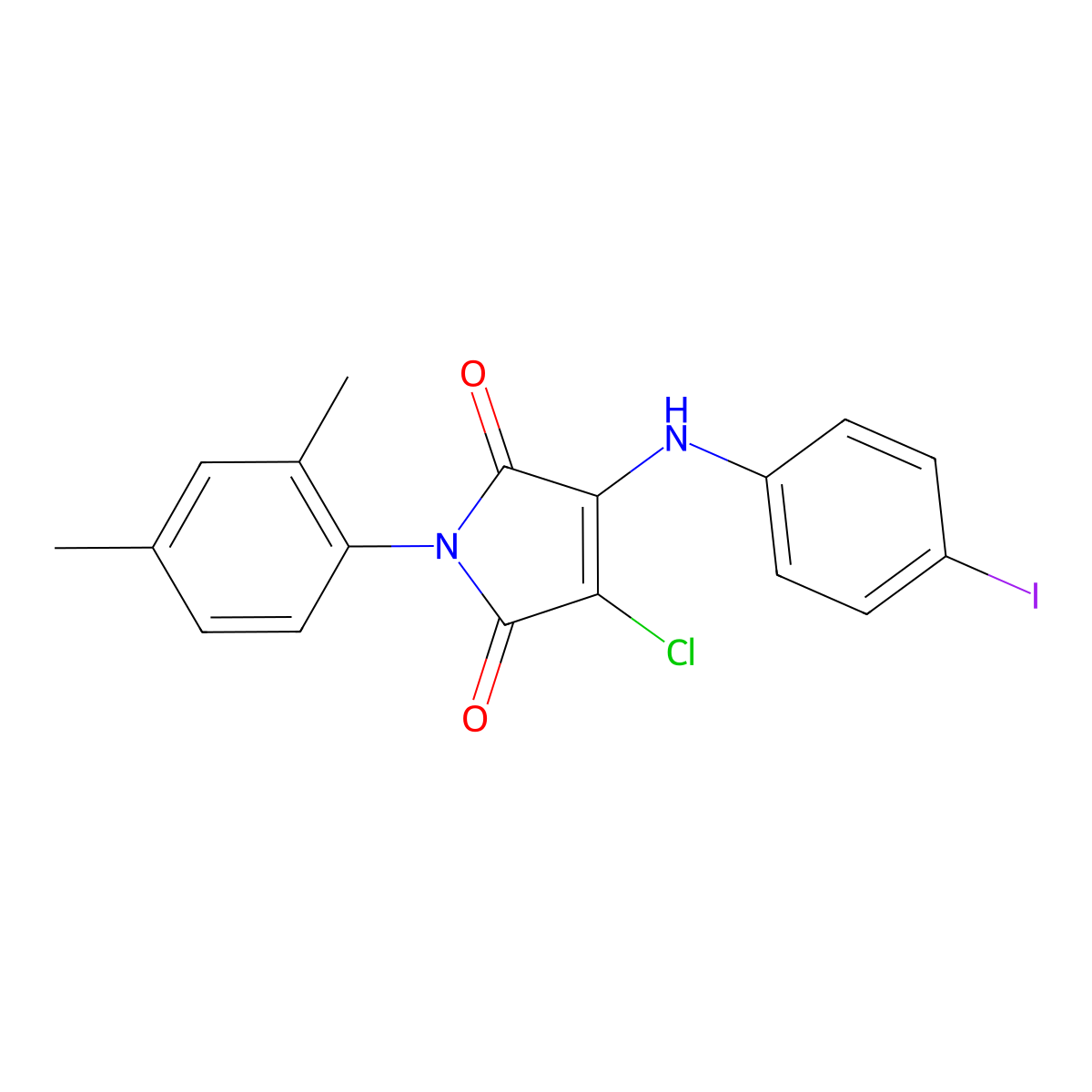 3-chloro-1-(2,4-dimethylphenyl)-4-(4-iodoanilino)-1H-pyrrole-2,5-dione molecular structure, CAS 459792-19-9