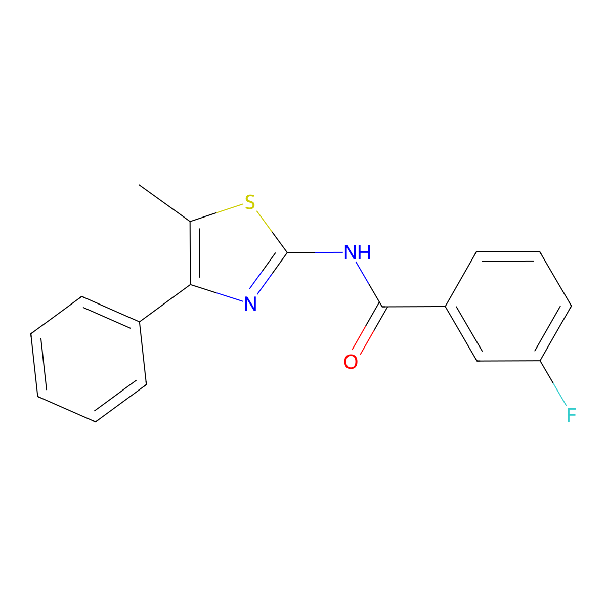 3-fluoro-N-(5-methyl-4-phenyl-1,3-thiazol-2-yl)benzamide molecular structure, CAS 459792-82-6