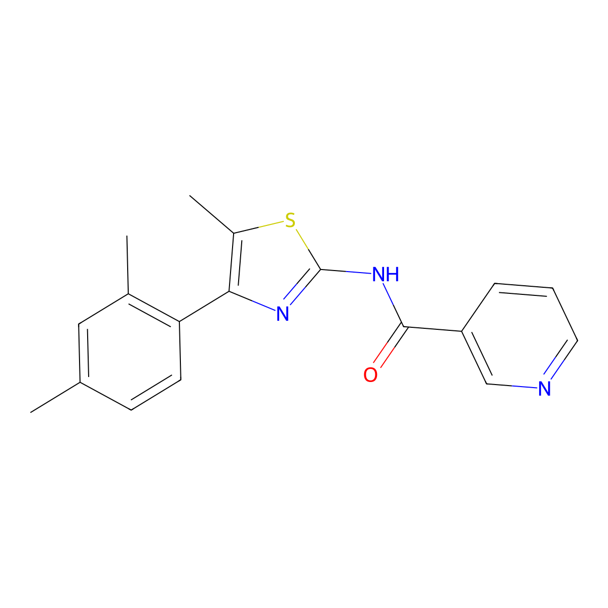 N-[4-(2,4-dimethylphenyl)-5-methyl-1,3-thiazol-2-yl]pyridine-3-carboxamide molecular structure, CAS 459792-85-9