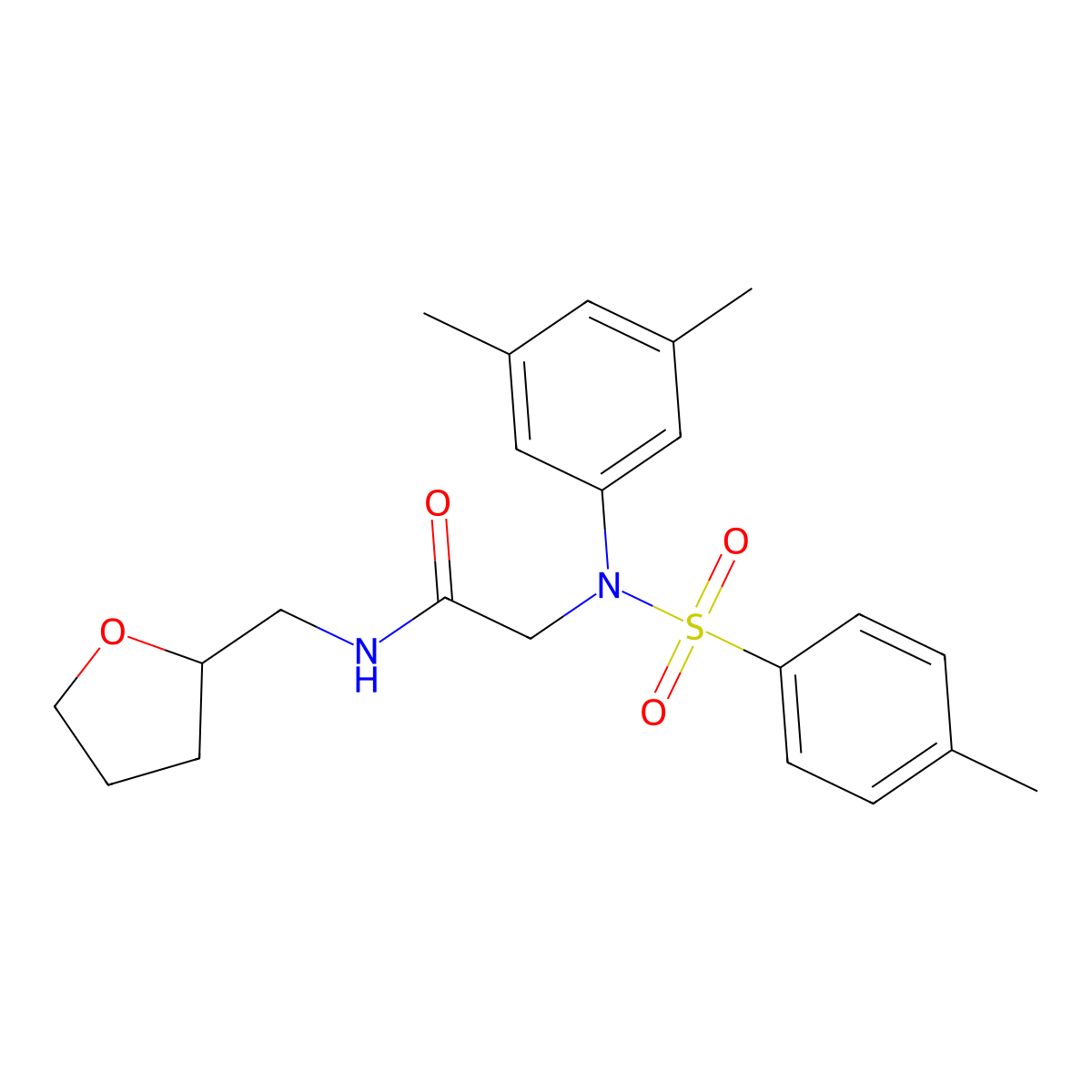 2-(3,5-dimethyl-N-(4-methylphenyl)sulfonylanilino)-N-(oxolan-2-ylmethyl)acetamide molecular structure, CAS 459793-19-2