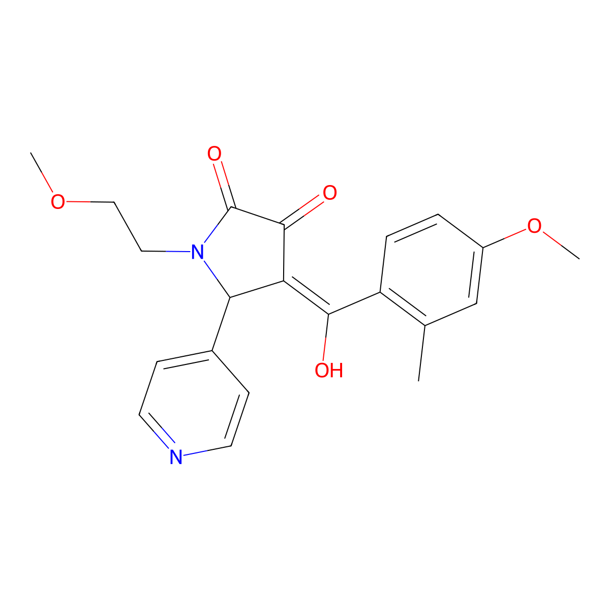 3-hydroxy-4-(4-methoxy-2-methylbenzoyl)-1-(2-methoxyethyl)-5-(pyridin-4-yl)-2,5-dihydro-1H-pyrrol-2-one molecular structure, CAS 459793-65-8