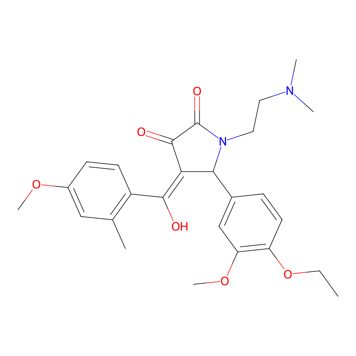 1-[2-(dimethylamino)ethyl]-5-(4-ethoxy-3-methoxyphenyl)-3-hydroxy-4-(4-methoxy-2-methylbenzoyl)-2,5-dihydro-1H-pyrrol-2-one molecular structure, CAS 459793-71-6