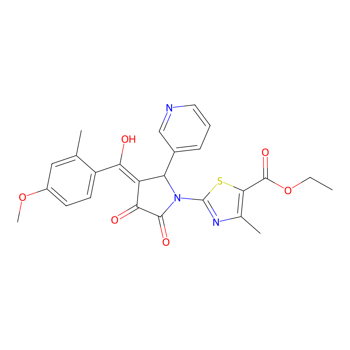 ethyl 2-[3-hydroxy-4-(4-methoxy-2-methylbenzoyl)-2-oxo-5-(pyridin-3-yl)-2,5-dihydro-1H-pyrrol-1-yl]-4-methyl-1,3-thiazole-5-carboxylate molecular structure, CAS 459793-77-2