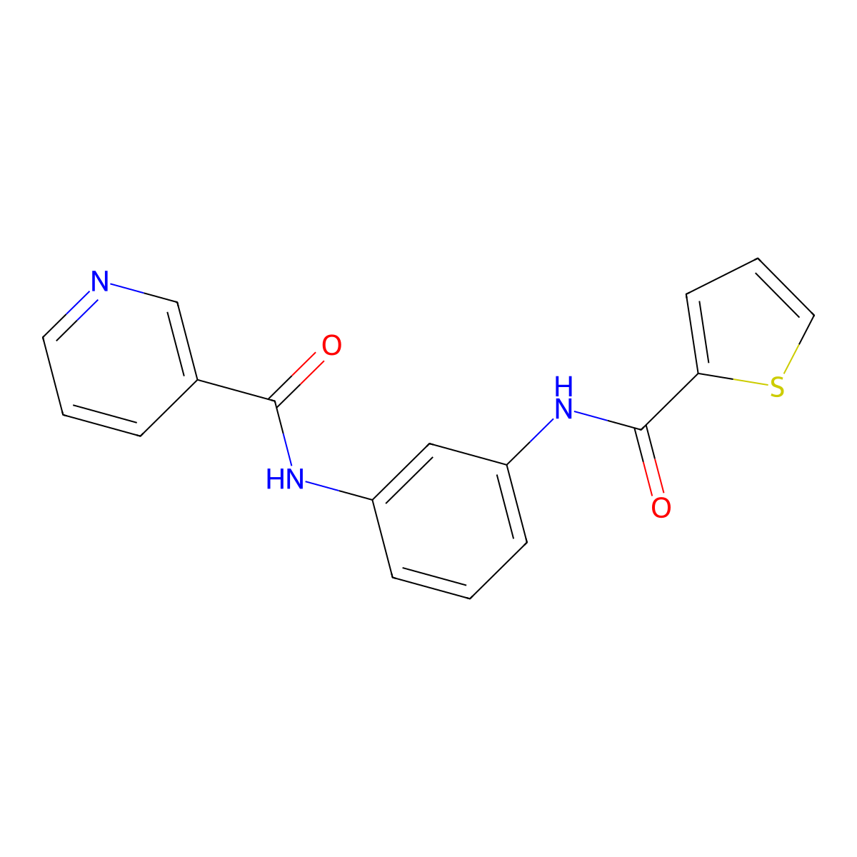 N-[3-(thiophene-2-carbonylamino)phenyl]pyridine-3-carboxamide molecular structure, CAS 459793-78-3