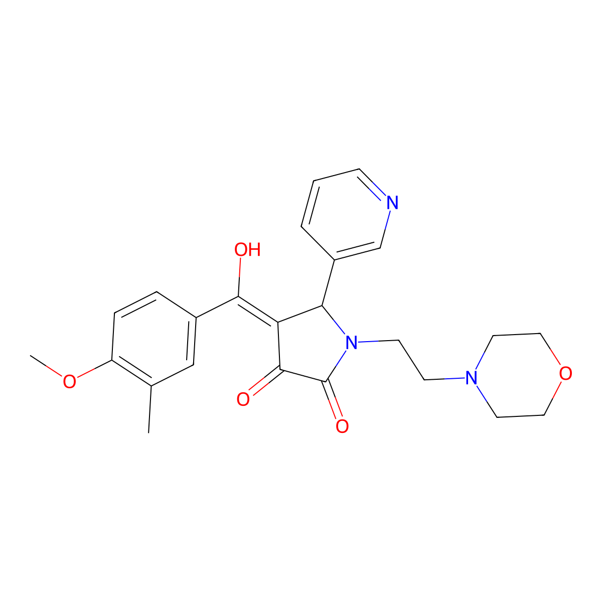 3-hydroxy-4-(4-methoxy-3-methylbenzoyl)-1-[2-(morpholin-4-yl)ethyl]-5-(pyridin-3-yl)-2,5-dihydro-1H-pyrrol-2-one molecular structure, CAS 459793-90-9