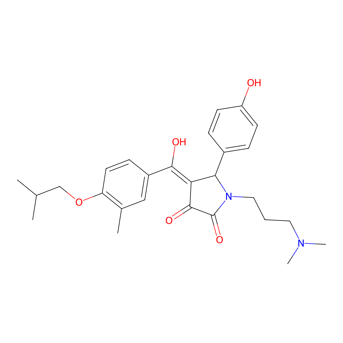 1-[3-(dimethylamino)propyl]-3-hydroxy-5-(4-hydroxyphenyl)-4-[3-methyl-4-(2-methylpropoxy)benzoyl]-2,5-dihydro-1H-pyrrol-2-one molecular structure, CAS 459794-03-7