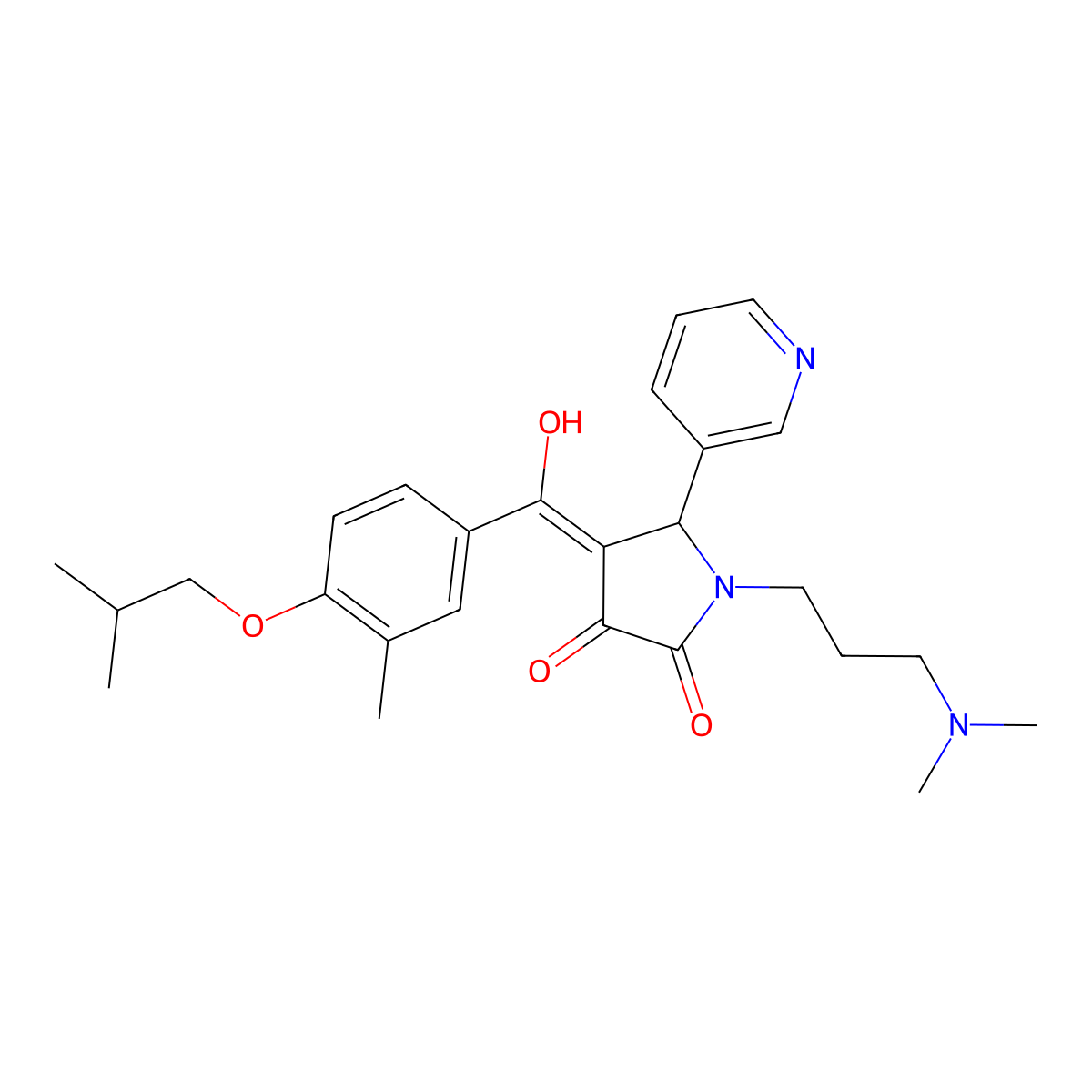 1-[3-(dimethylamino)propyl]-3-hydroxy-4-[3-methyl-4-(2-methylpropoxy)benzoyl]-5-(pyridin-3-yl)-2,5-dihydro-1H-pyrrol-2-one molecular structure, CAS 459794-08-2