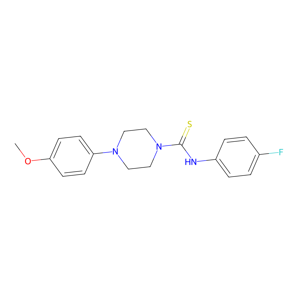 N-(4-fluorophenyl)-4-(4-methoxyphenyl)piperazine-1-carbothioamide molecular structure, CAS 459796-13-5