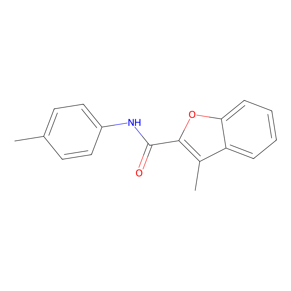 3-methyl-N-(4-methylphenyl)-1-benzofuran-2-carboxamide molecular structure, CAS 459796-17-9