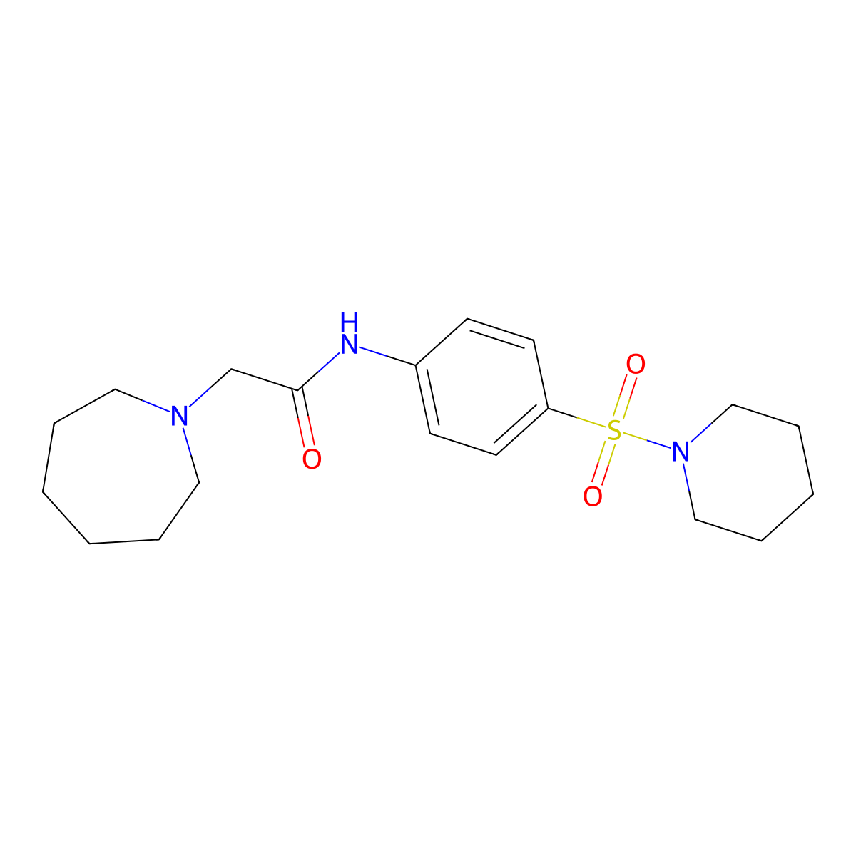 2-Azepan-1-yl-N-[4-(piperidine-1-sulfonyl)-phenyl]-acetamide molecular structure, CAS 459800-38-5