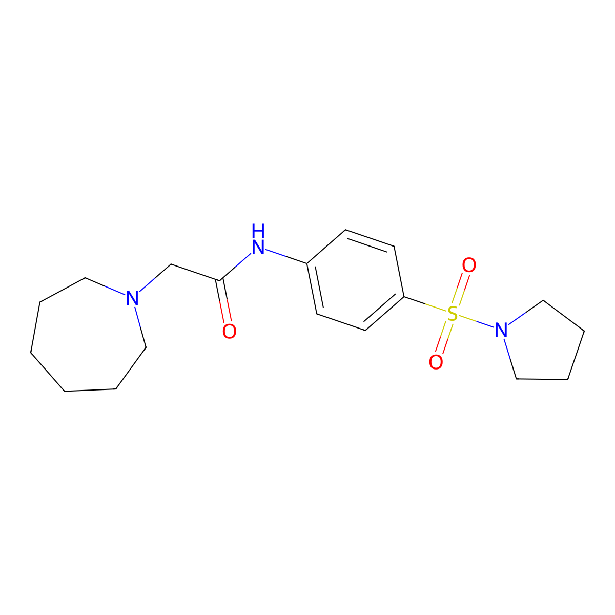 2-(azepan-1-yl)-N-[4-(pyrrolidine-1-sulfonyl)phenyl]acetamide molecular structure, CAS 459800-41-0