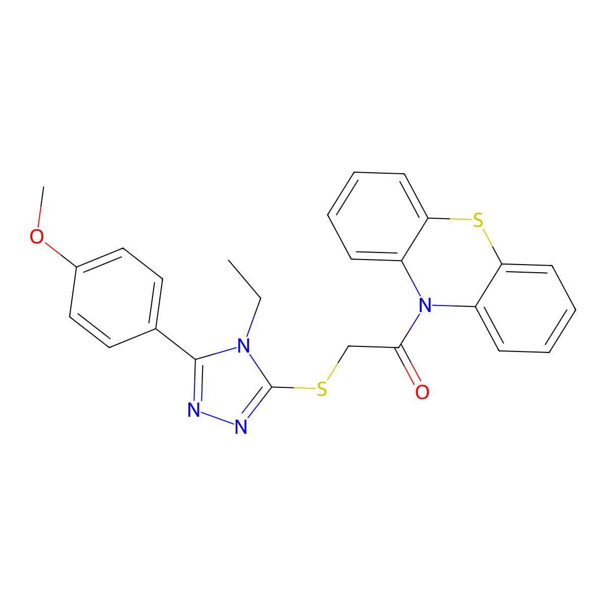 2-[[4-Ethyl-5-(4-methoxyphenyl)-1,2,4-triazol-3-yl]sulfanyl]-1-phenothiazin-10-ylethanone molecular structure, CAS 459801-95-7