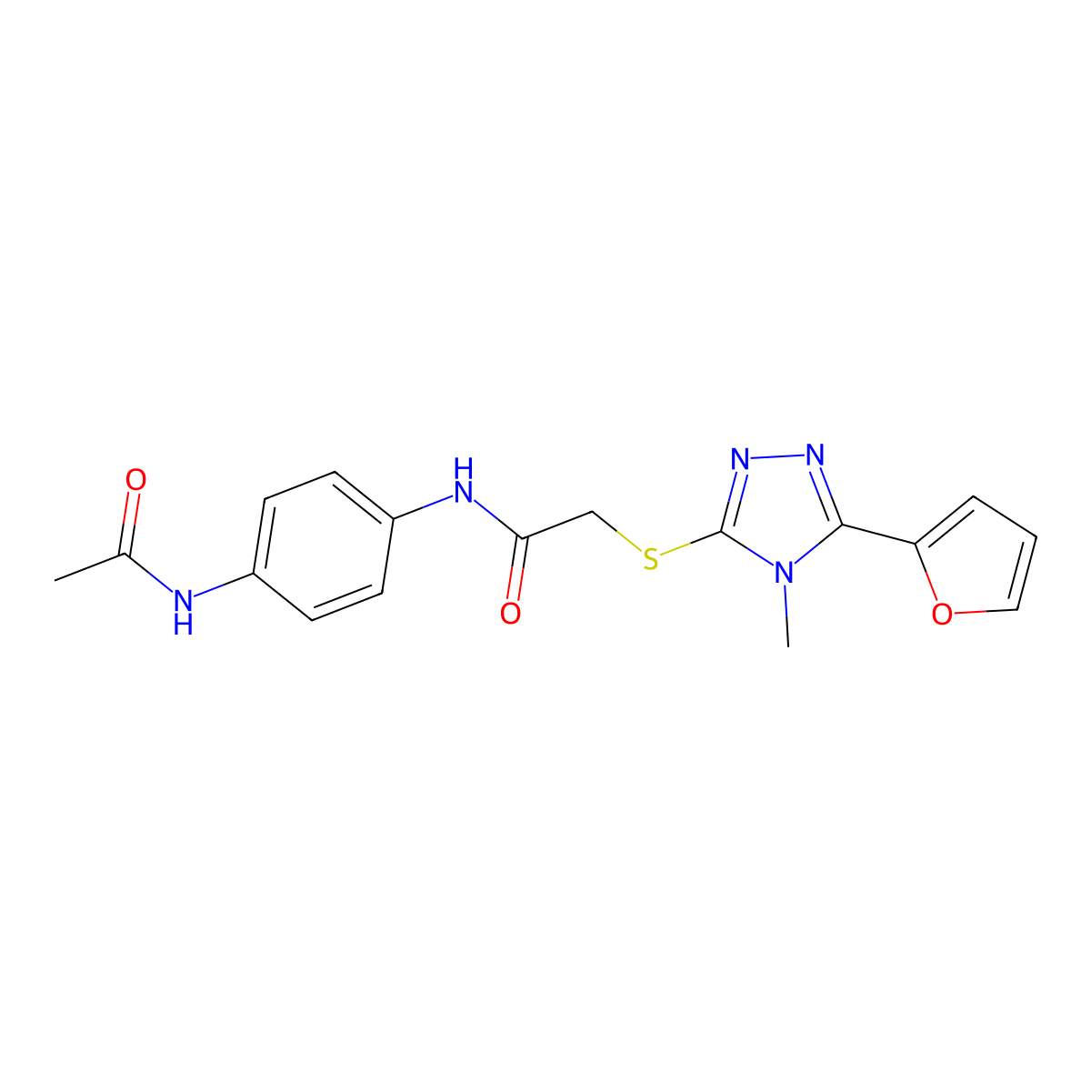 N-(4-(Acetylamino)PH)-2-((5-(2-furyl)-4-ME-4H-1,2,4-triazol-3-YL)thio)acetamide molecular structure, CAS 459802-64-3