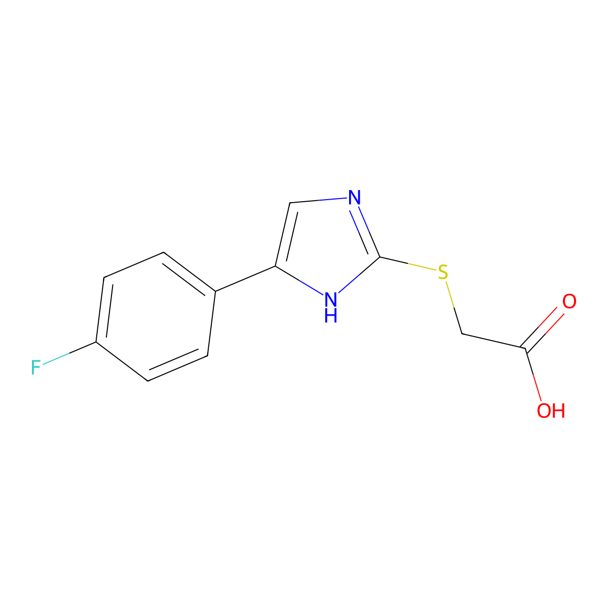 2-[[5-(4-fluorophenyl)-1H-imidazol-2-yl]sulfanyl]acetic acid molecular structure, CAS 459803-35-1