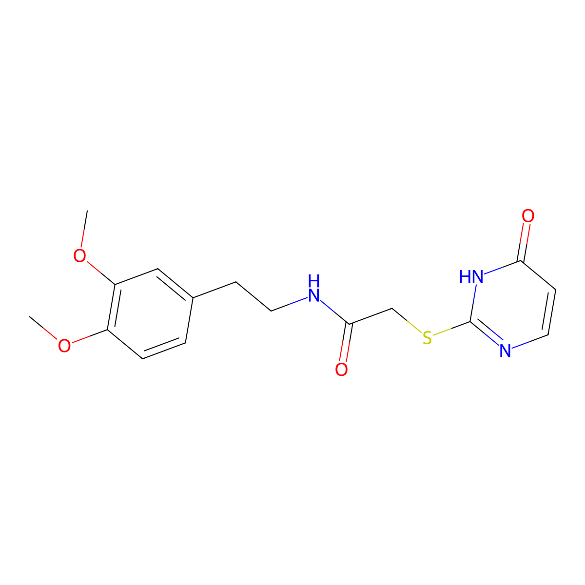 N-[2-(3,4-dimethoxyphenyl)ethyl]-2-[(4-hydroxypyrimidin-2-yl)sulfanyl]acetamide molecular structure, CAS 459804-22-9