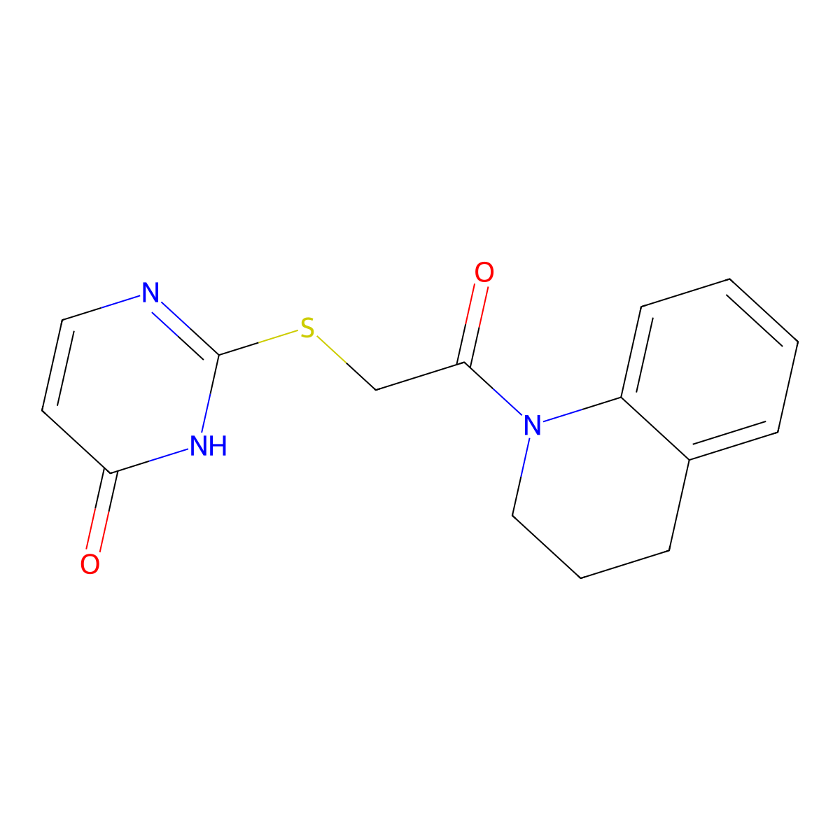 2-{[2-(3,4-dihydro-1(2H)-quinolinyl)-2-oxoethyl]thio}-4-pyrimidinol molecular structure, CAS 459804-26-3