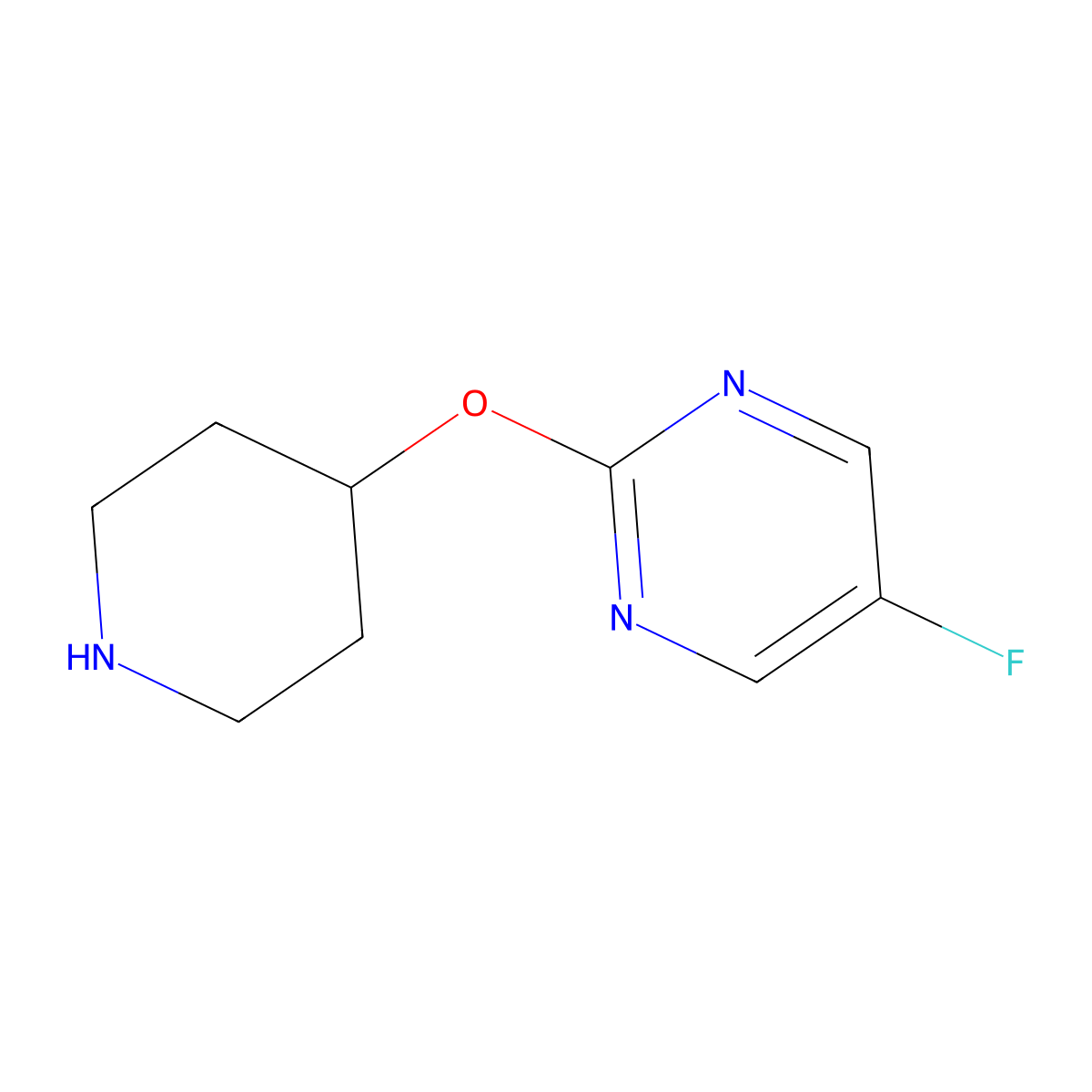 5-Fluoro-2-(piperidin-4-yloxy)pyrimidine molecular structure, CAS 459819-31-9