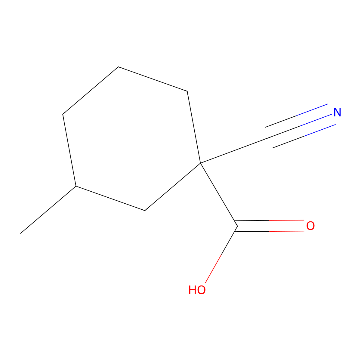 1-Cyano-3-methylcyclohexane-1-carboxylic acid molecular structure, CAS 45982-11-4